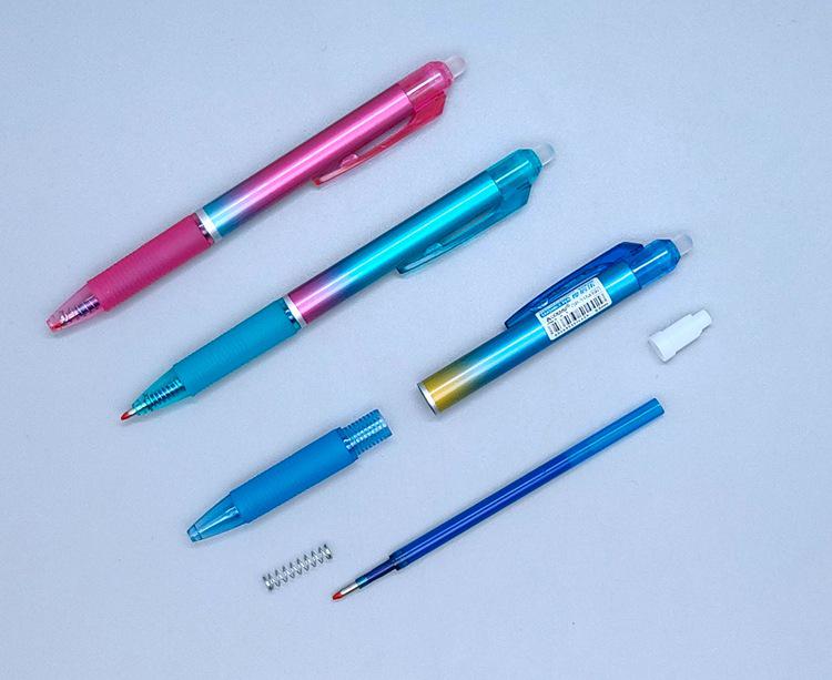 Thick Barrel Erasable Click Pen 0.5mm Bullet Tip, Blue/Black