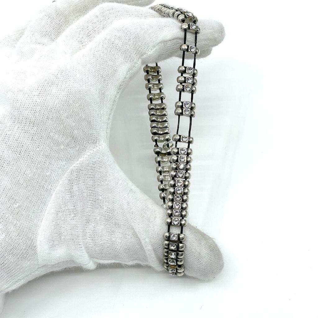 Used PHILIPPE AUDIBERT Bracelet with elastic, rhinestones, silver
