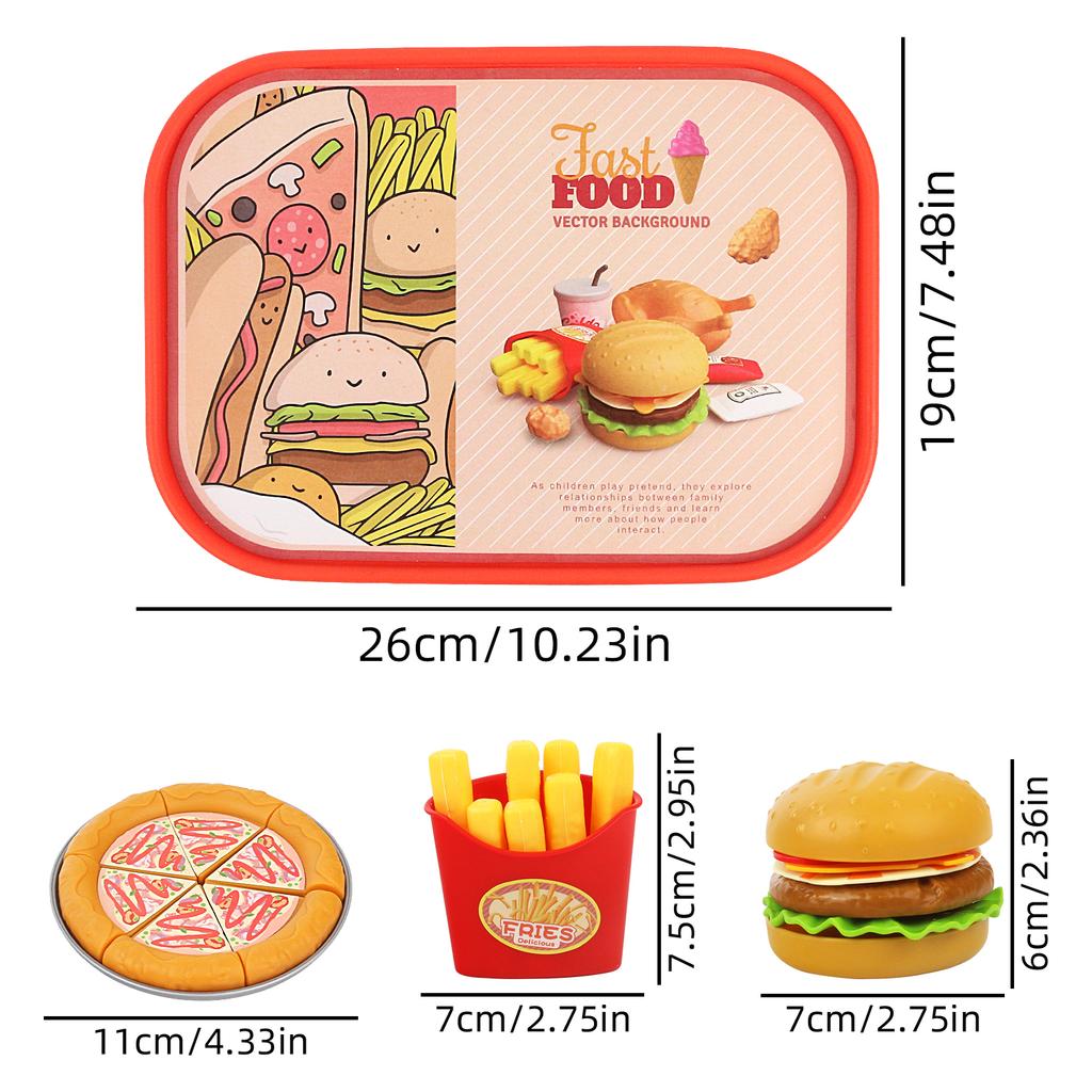 40-teiliges Kinderküchen-Spielzeugset mit Fast-Food-Hamburgern – Mini-Küchenspielzeug zum Rollenspiel – Lernspielzeug für Kinder