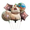 Animal Kapibara Birthday Daisy Flower Aluminum Film Latex Balloon Set Banquet Arrangement Supplies