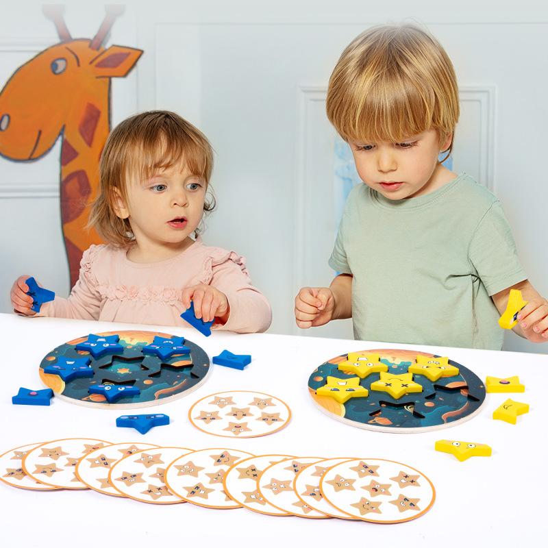 Children's Face-changing Rubik's Cube Building Block Expression Pairing Parent-child Interaction Battle Board Game Puzzle Wooden Toy