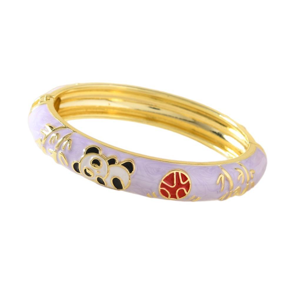 

Cartoon Panda Bamboo Vintage Cloisonne Bangle Traditional Women s Hand Bracelet Jewelry Gifts светло-фиолетовый