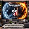 Athletic Bilbao FC Personalized Tapestry Support Custom Name, Wall Art Home Decoration