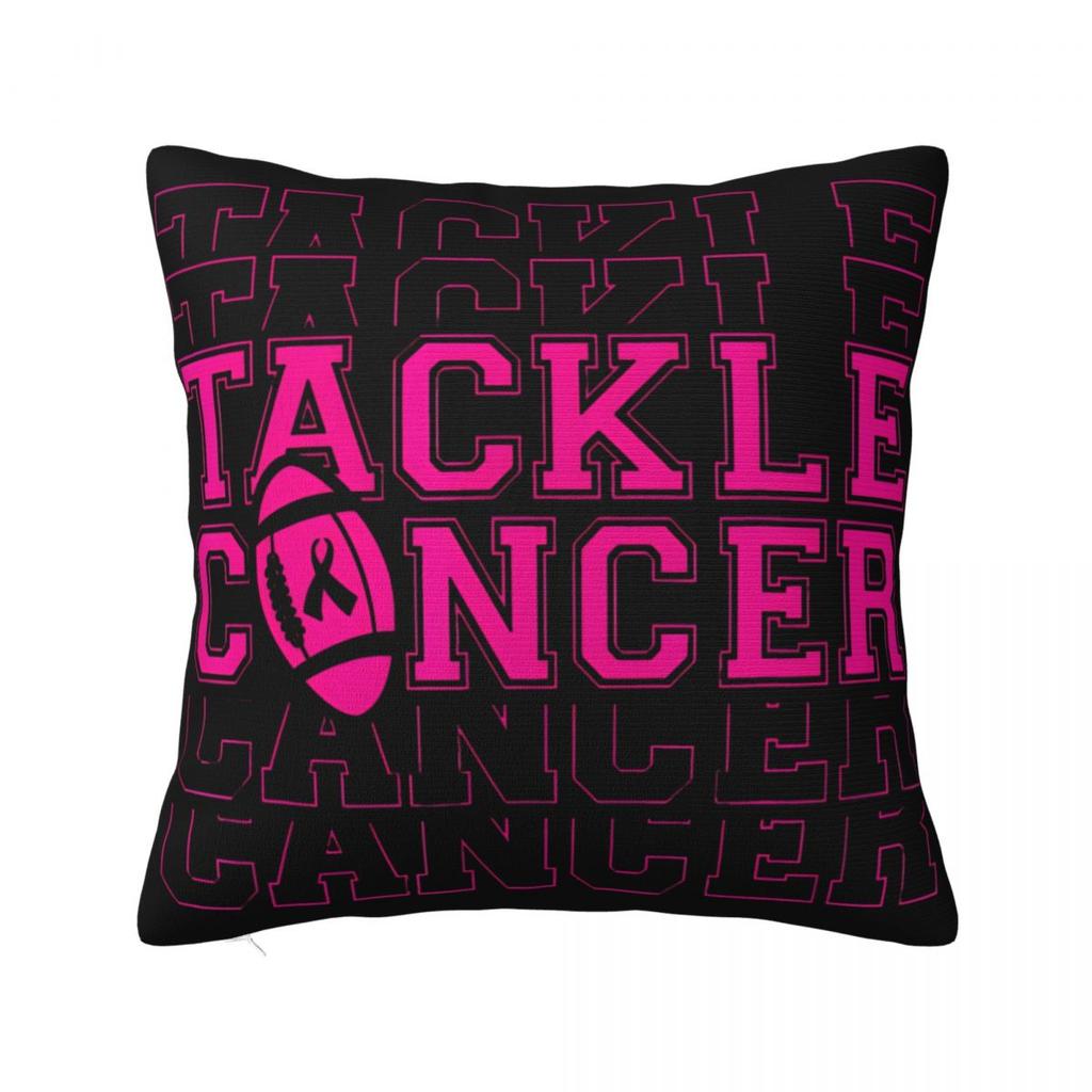 For Breast Cancer Support With Pink Ribbon Pillowcase Polyester Cushion Cover Decor Throw Pillow Case Cover Home Zipper 4040cm