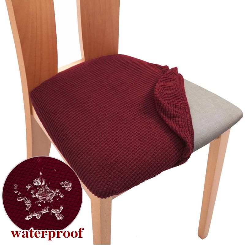 Waterproof Jacquard Chair Cover For Dining Room Thick Fabric Chair Slipcover Protector Washable Seat Cover For El Banquet 1Pc