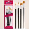 Set of 6 Mixed Head Paintbrushes: Watercolor, Gouache, Nylon Bristle, Round and Liner Brushes for Kids.