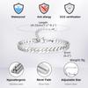 Punk Silver Color Men's Chain Bracelets,Hiphop Stainless Steel Braided Link Wristband,Classic Metal Jewelry Gift for Him Dad