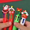 Christmas 4-Color Ballpoint Pen Set Santa Theme Click Pens Smooth Writing Ballpoint Pens for Holiday Gifting