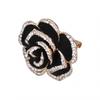 Brooch Pin Camellia Shape Elegant Exquisite Rhinestone Embellished Brooch for Women Clothes Silk Scarf Decoration GiftBlack 