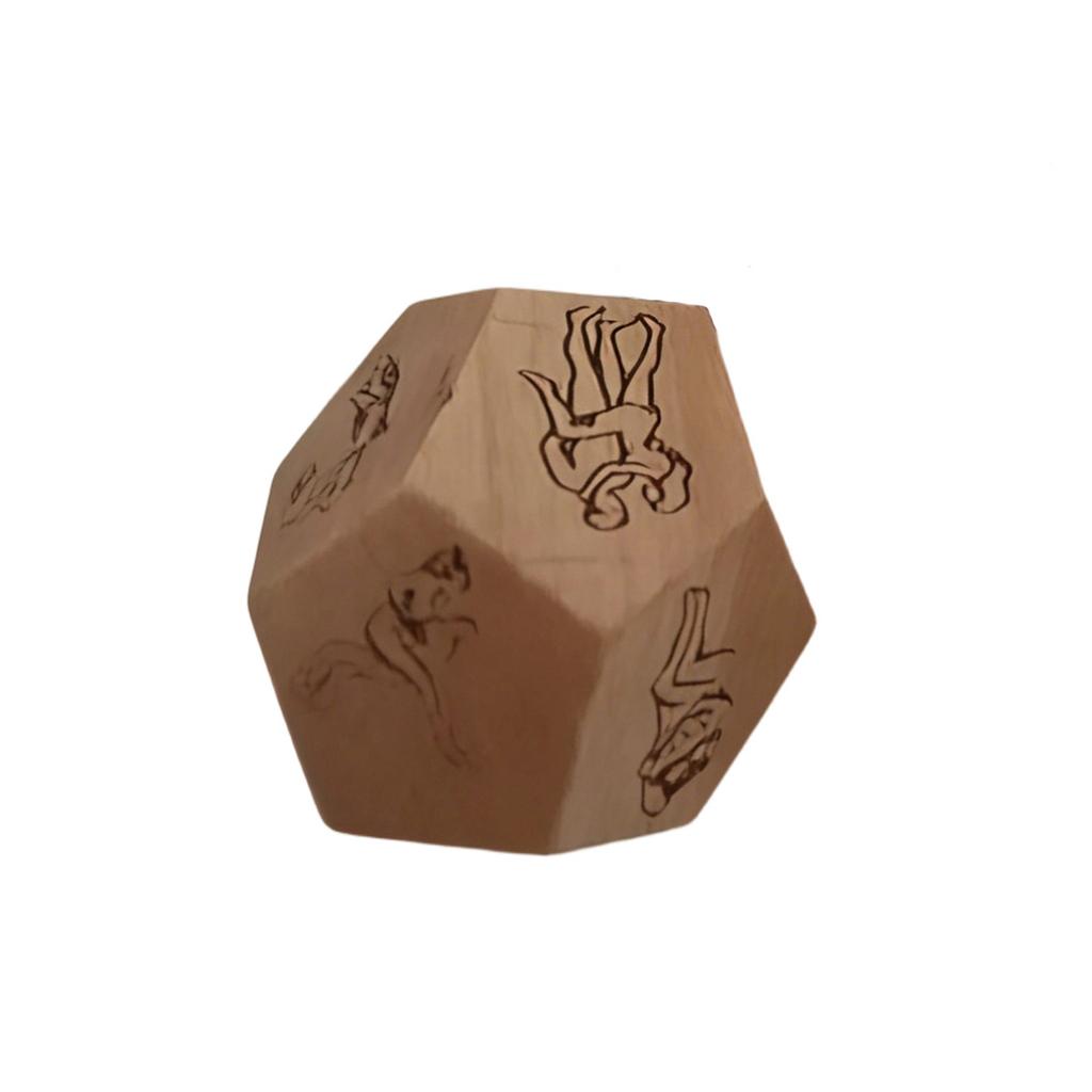 Valentine's Day Couple Twelve Sided Multi Sided Beech Wood Dice Blank Dice Carving Puzzle
