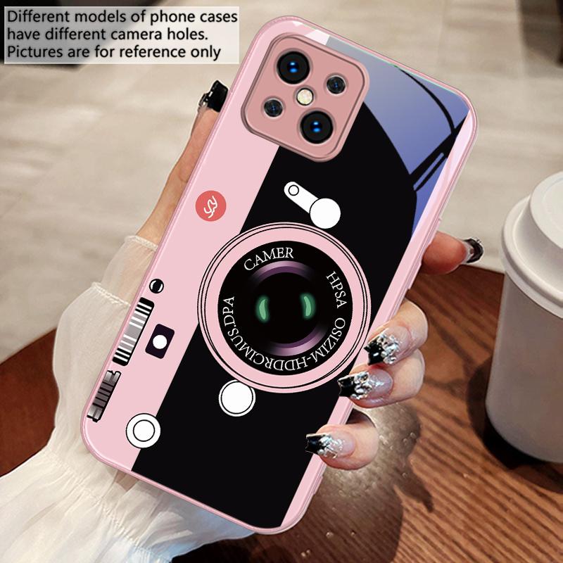 Dark Green Camera Pattern For Oppo Find X5 X8 Pro X2 Lite X7 Ultra F11 23 Reno4 Z 6 Pro A72 58 78 73 16 98 A54S Glass Phone Case