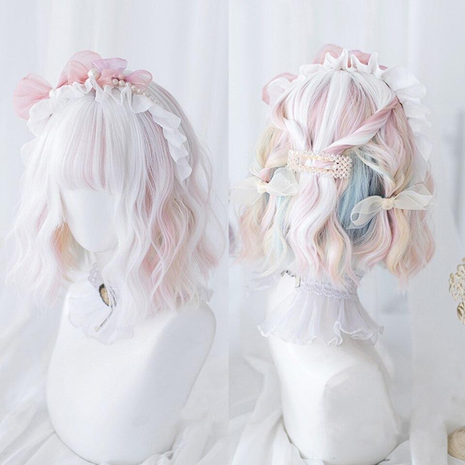 Halloween Long Curly Hair Lolita Wig Women's Synthetic Hair Heat-Resistant Fiber Red Blond Black Blue Pink Wig Cosplay LUPU