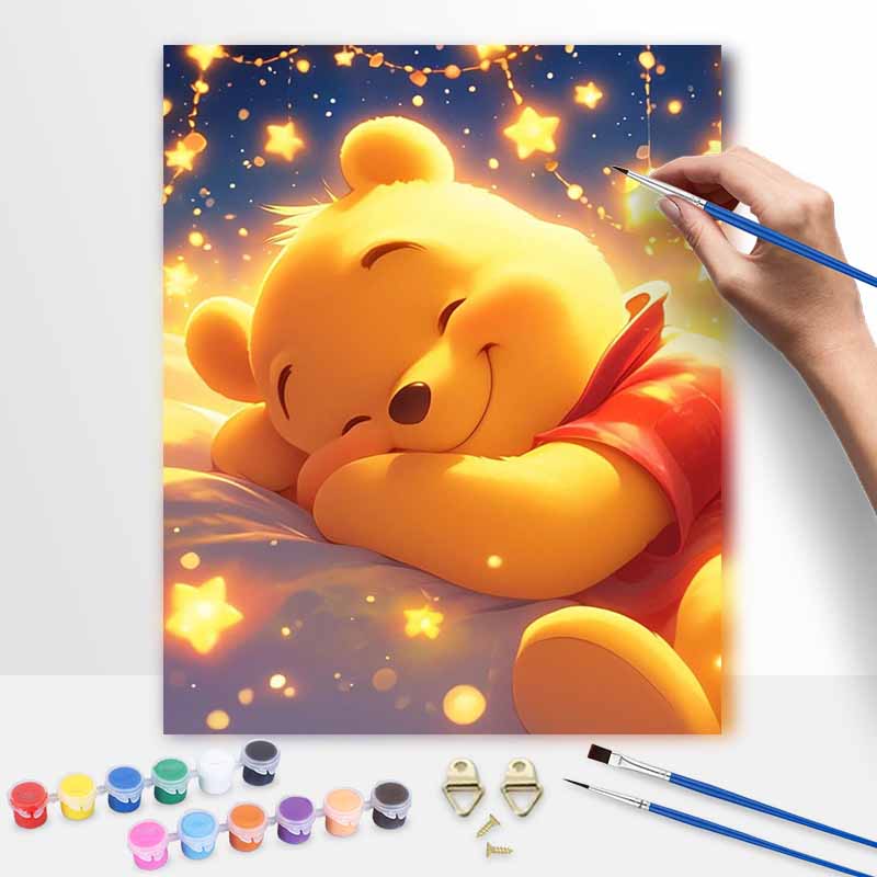 Disney Animation Digital Oil Painting Winnie the Pooh Diy Handpainted Coloring Painting Home Decoration Night Stars Warm Cozy Gift