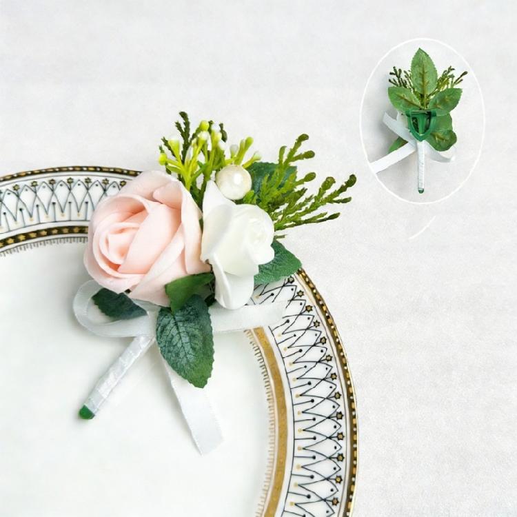 6Pcs Multipurpose Wedding Boutonniere Artificial Flower Wrist Corsage for Wedding Anniversary Party Table Centerpieces