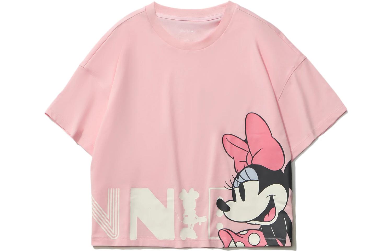 Li Ning X Disney Crop Tops Women s Pink Crew Neck Moderate AHSR424-7 L