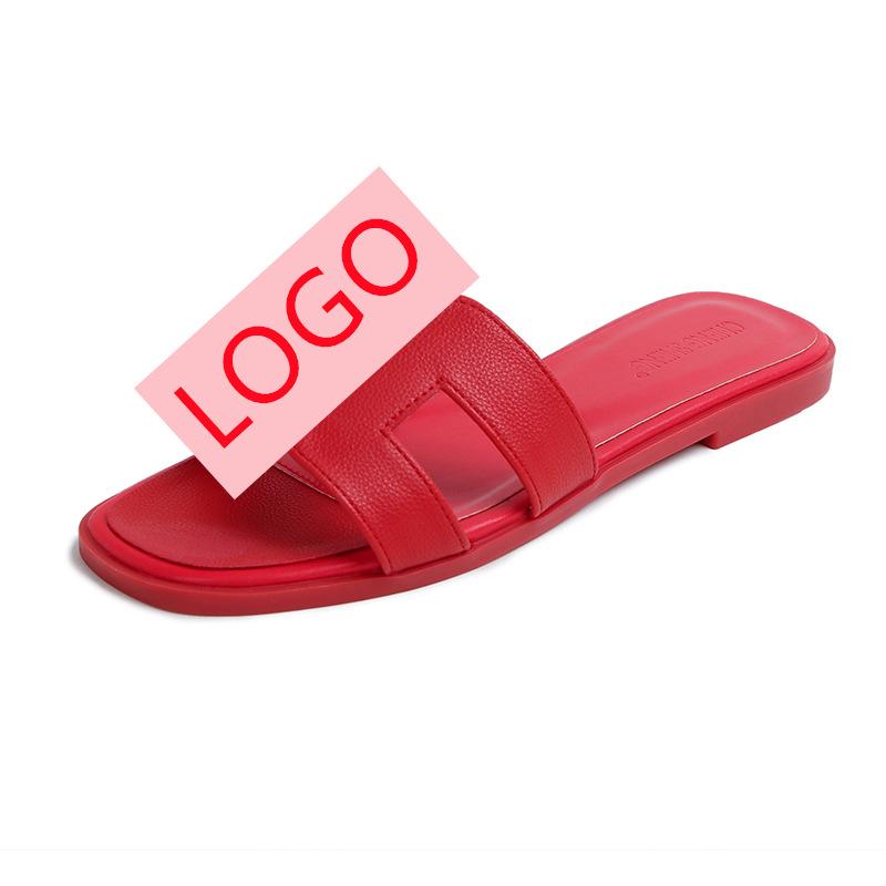 

Тапочки женские для улицы 2025 новые тапочки-шлепанцы на лето, модные пляжные балетки с узором личи, универсальные 43