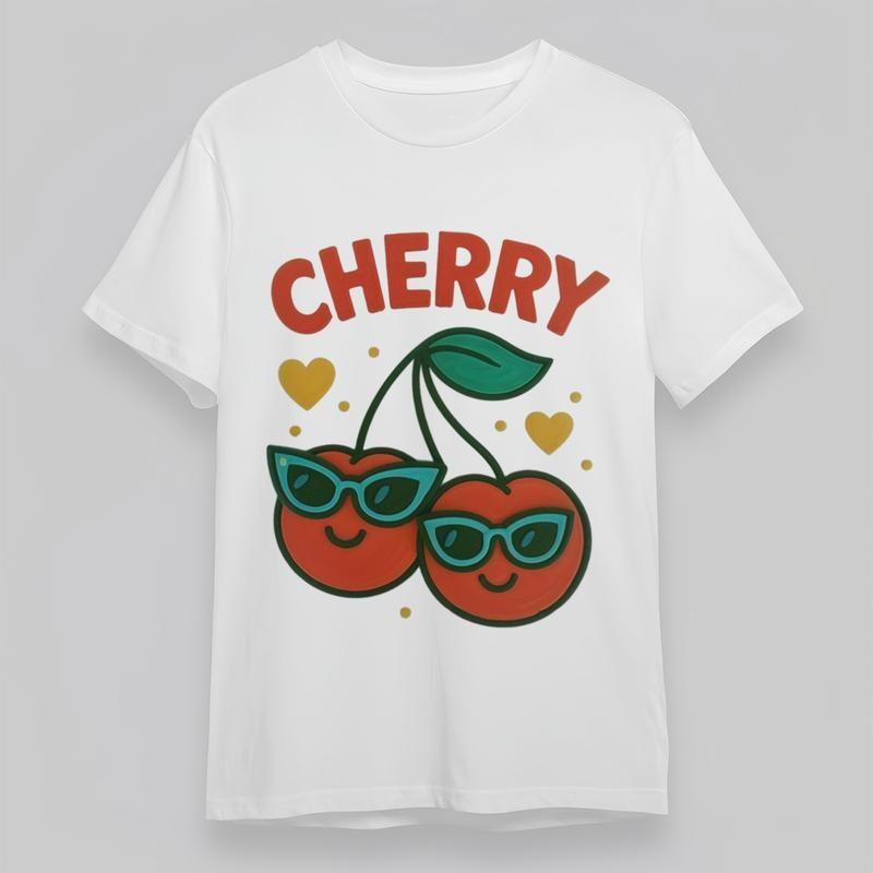 

Women s Plus Size Classic T-Shirt Cherry With Sunglasses And Hearts Graphic Tee 4XL