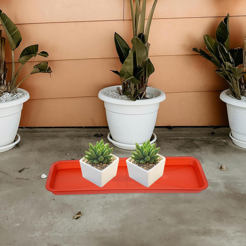 5Pcs Plastic Plant Drip Tray Light Brown Rectangular Flower Pot Base Window Sill Planter Tray Water Catcher Plant Accessory