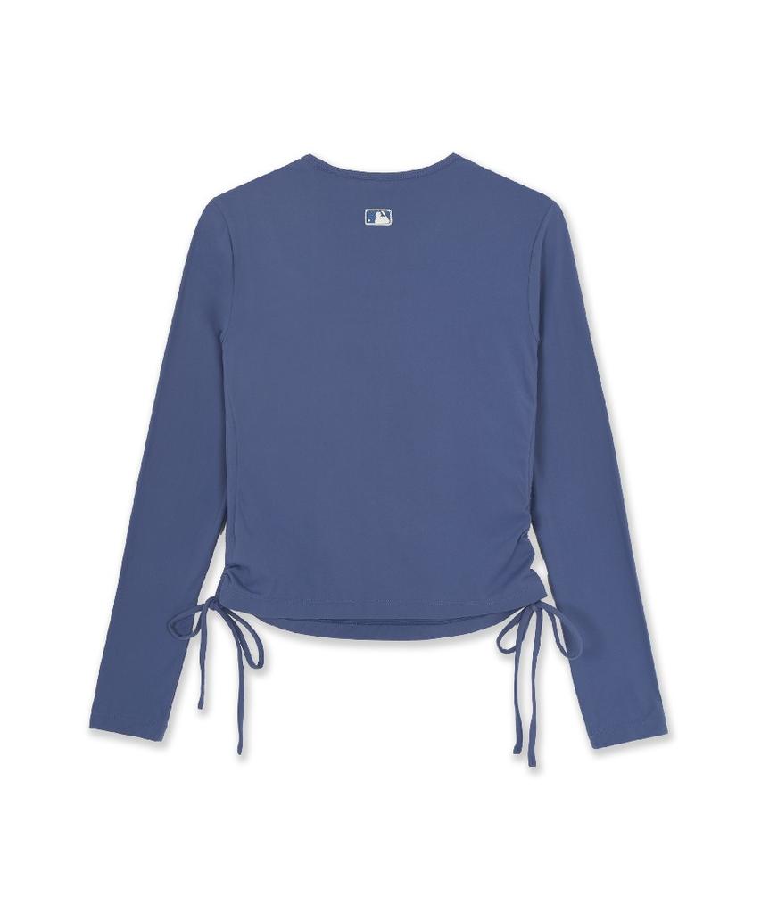 Emelbi Women'S Basic Cutout Slim Semi-Crop Long Sleeve T-Shirt La (Indigo)