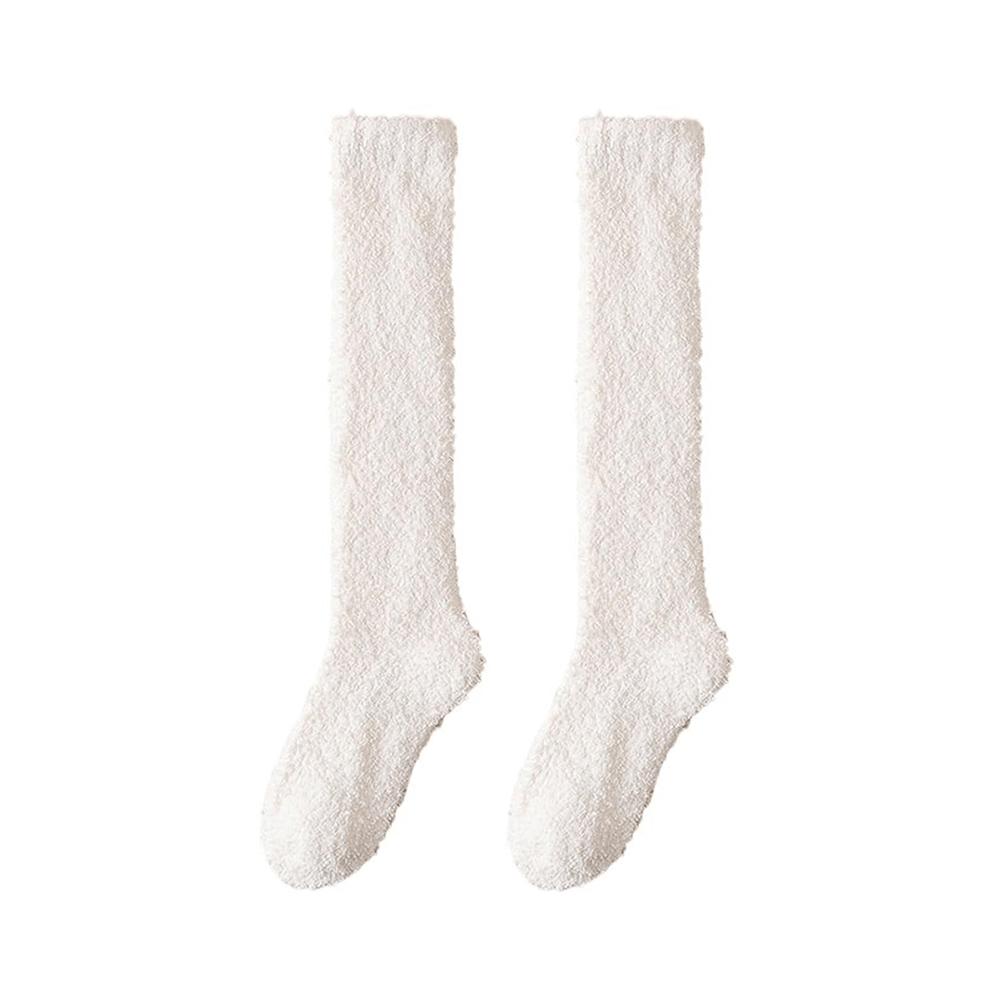 

Winter Warm Socks Thickened Coral Velvet Fluffy Mid-Calf Socks Thermal Anti-cold Calf Cover Soft Women Sleeping Floor Socks белый
