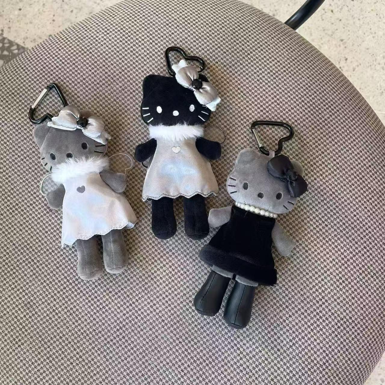 Черный Ангел Длинноногий Кот Плюшевый Сердце Брелок Игрушка Подвеска 15cm