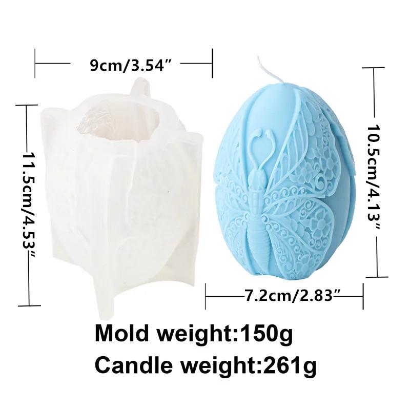 10cm Flower Easter Egg Candle Mould Eggshell Shaped Silicone Candle Making Molds Resin Soap Casting Gifts Home Decor Butterfly