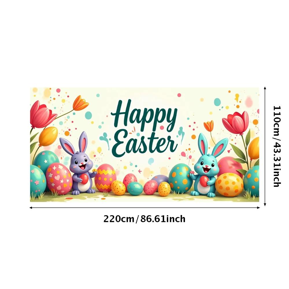 Easter Outdoor Garden Decoration 2025 Bunny Door Cover Easter Party Supplies Background Easter Eggs Banner Photography Props