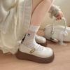 Thick-soled Heightening Small Leather Shoes for Women In the Summer of 2025, New Fashionable and Versatile French High-end Muffin Non-slip Single Shoe