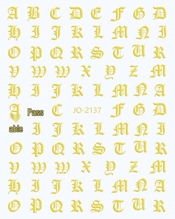 12-Color Gothic Letter 3D Nail Art Stickers: Fluorescent, Hot Stamping, Laser Decals