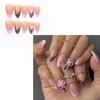 Elegant French Tip Press On Nail Featuring Leopard Print 3D Bows and Sweet Pastel Patterns Artificial Nail