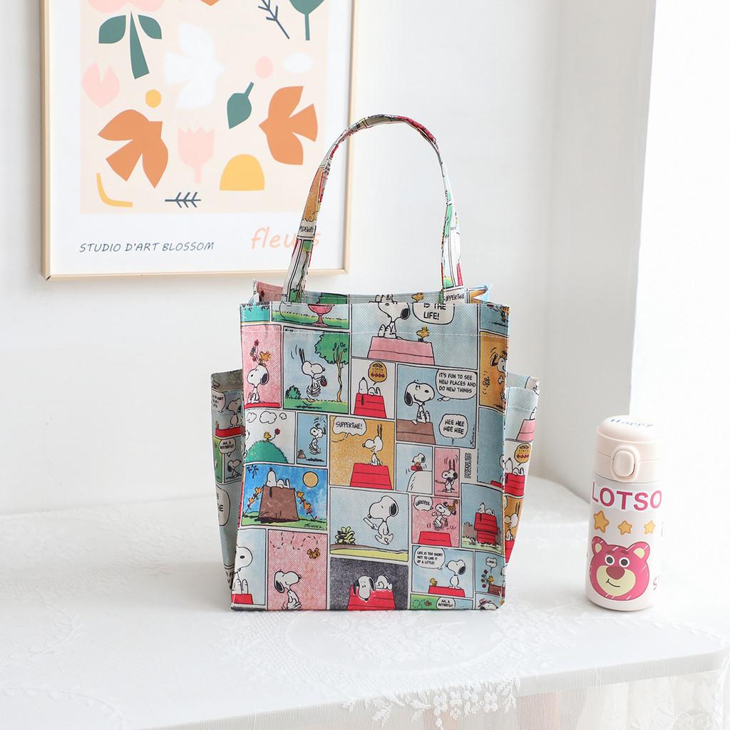 Cartoon Bento Box Bag With Side Pocket Oxford Fabric Multiuse For Kids And Teens