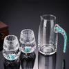 2pcs/set  Gold Foil Small Wine Glass Wine Dispenser Baijiu Commercial High-end Crystal Reinforced Glass Foreign Wine Set Sober