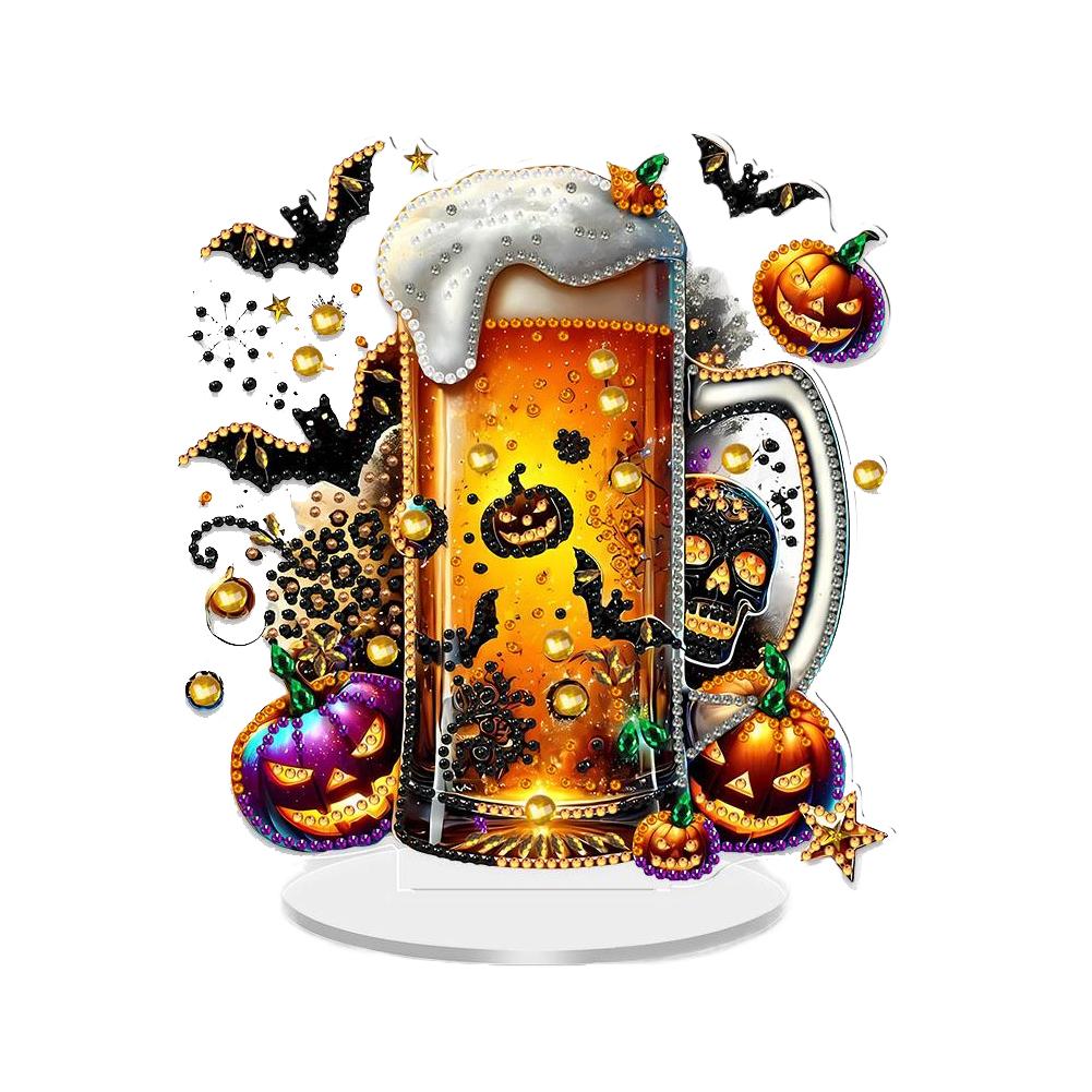 2D Flat Halloween DIY Diamond Painting Desktop Ornaments Kit Diamond Painting Desktop Decorations for Home Office Desktop Decor