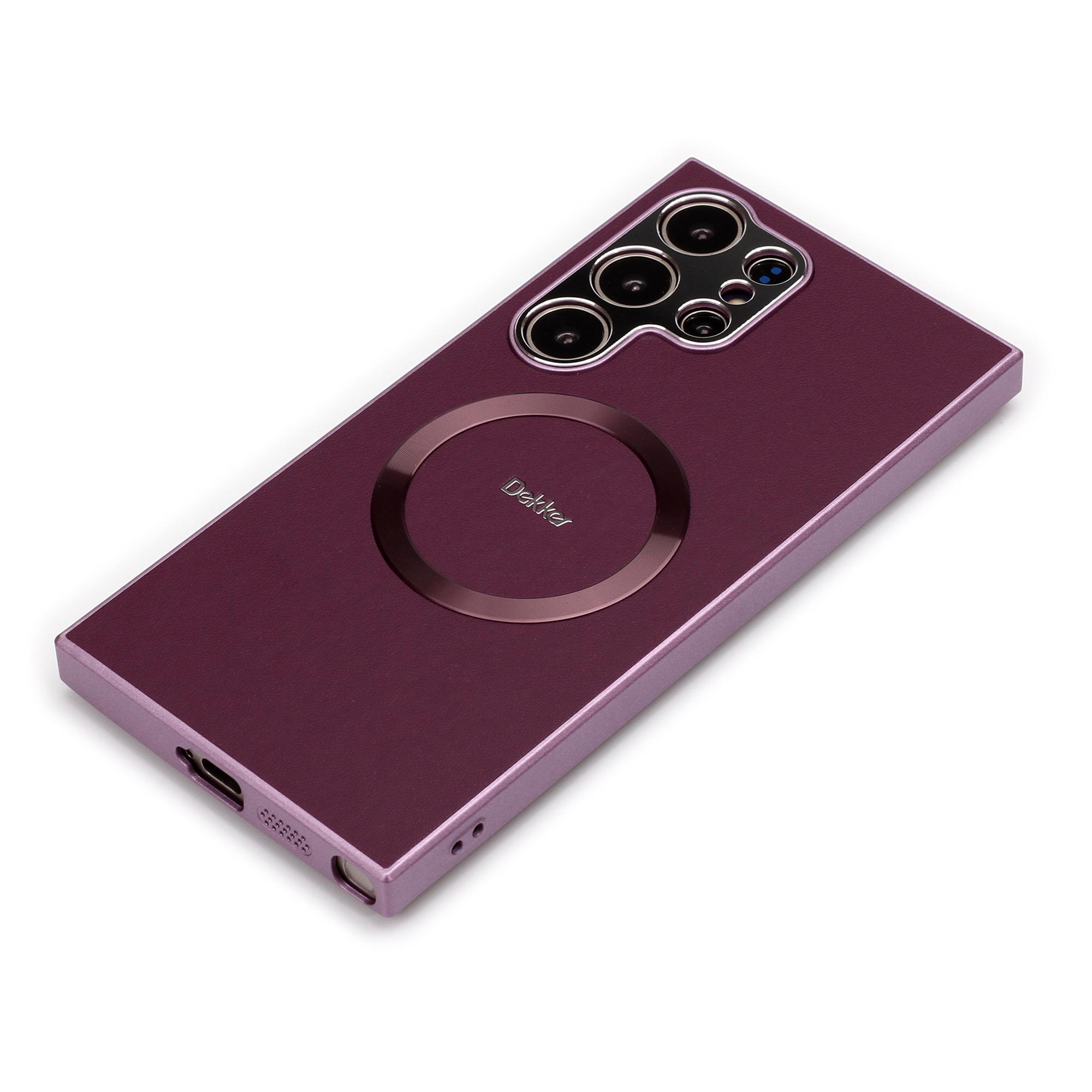 

DEKKER For Samsung Galaxy S23 Ultra Back Cover Compatible with MagSafe PU+TPU Phone Case Light Purple