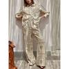Long Sleeve Shirt Printed Pants Set Long Sleeve Shirts Print Trousers Set