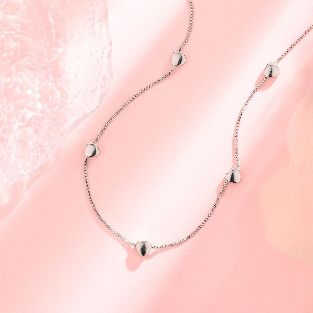 Five Love Necklaces, Minimalist Design, Heart-To-Heart Collarbone Chain, French Casual Style Three-Dimensional Heart-Shaped Neck Chain.