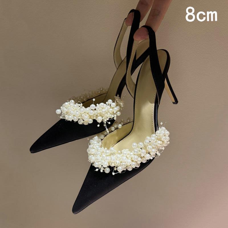 Fashion Summer 2025 New French Elegant Pointed-Toe Pearl Lady Stilettos Wedding Shoes And Banquet Shoes