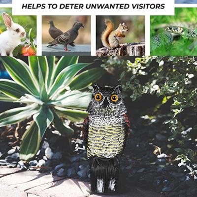 Owl Decoy with Rotating Head Natural Enemy Bird Deterrent Owl Figurine Garden Protector Scarecrow