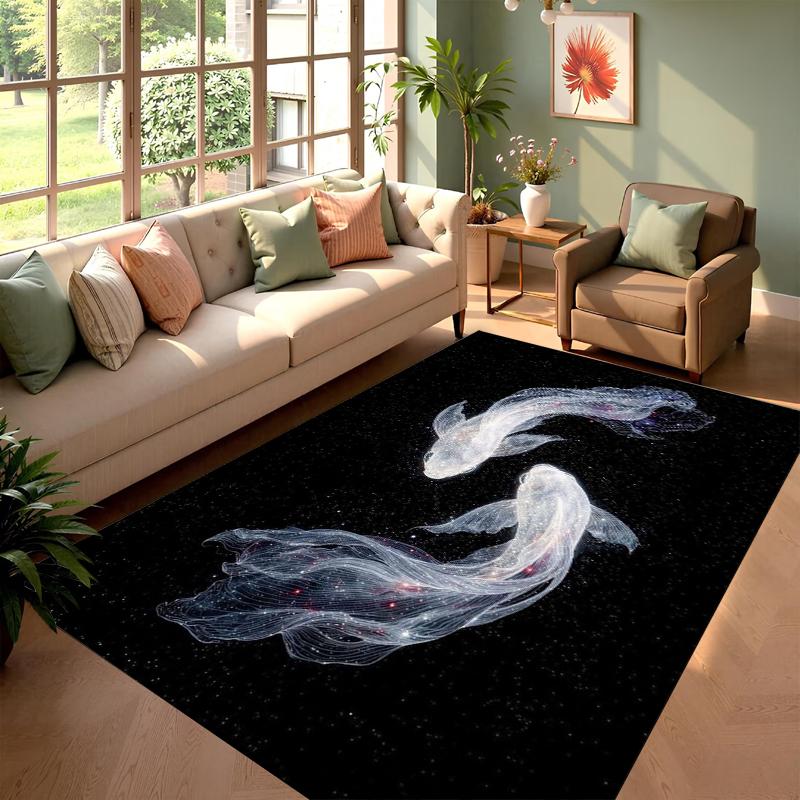 

Fantasy Galaxy Koi Fish Area Rug, 3D Purple Goldfish Print Floor Mat, Non-Slip Living Room Carpet, Aesthetic Home Decor Carpets 50cm x 80cm