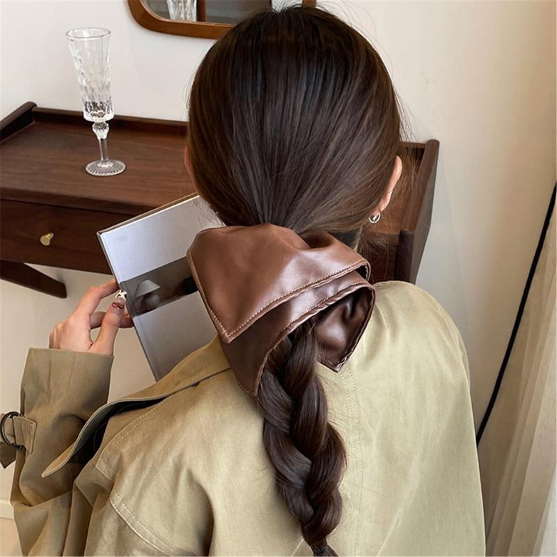 Fashion PU Hair Scrunchie for Women and Girls Casual and Party Wear Hair Tie Popular Hair Scrunchy for All Hair Types