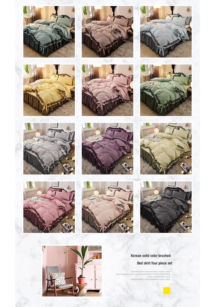 Komfort-Bettrock-Set mit Spitzensaum - Hautfreundliche Bettwäsche, Einzel-/Doppelbett