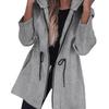 Women Windbreaker Jacket Hooded Thermal Long Sleeve Solid Color with Drawstring Waist Large Pockets Zipper Closure