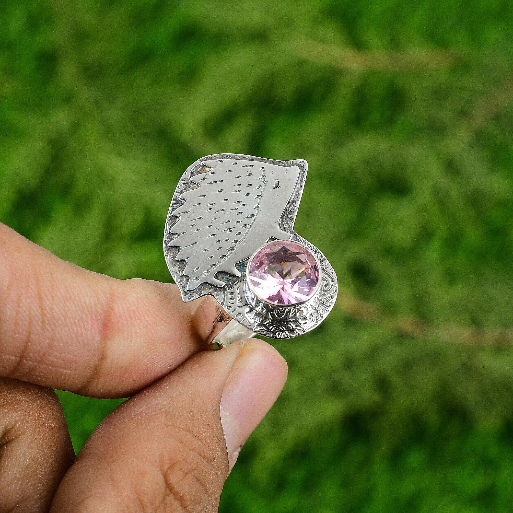 

Thanks Giving Day Sale Pink Topaz Stone Promise Stackable Ring Sterling Silver Adjustable