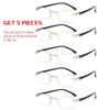 5-piece Set of Unisex Polymer Reading Glasses Lightweight Rectangular Frame