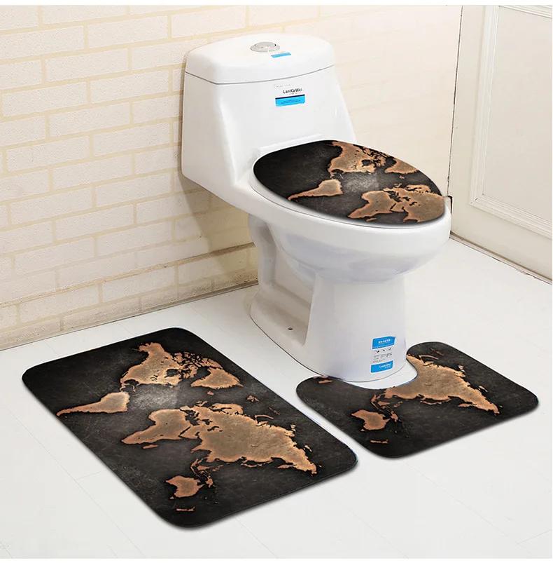 3D Ocean Seabed Animals Toilet Cover Bath Mat Sets Fish Dolphin Printed Bathroom Curtain Set Waterproof Fabric Shower Curtains