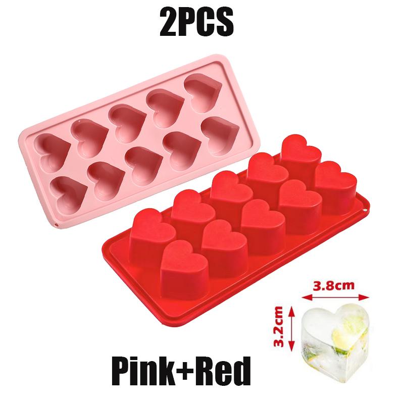 Mini Love Chocolate Heart Shaped Silicone Mold Pink Red Ice Cube Mold Multifunctional DIY Pudding Candy Mold Whiskey Kitchen