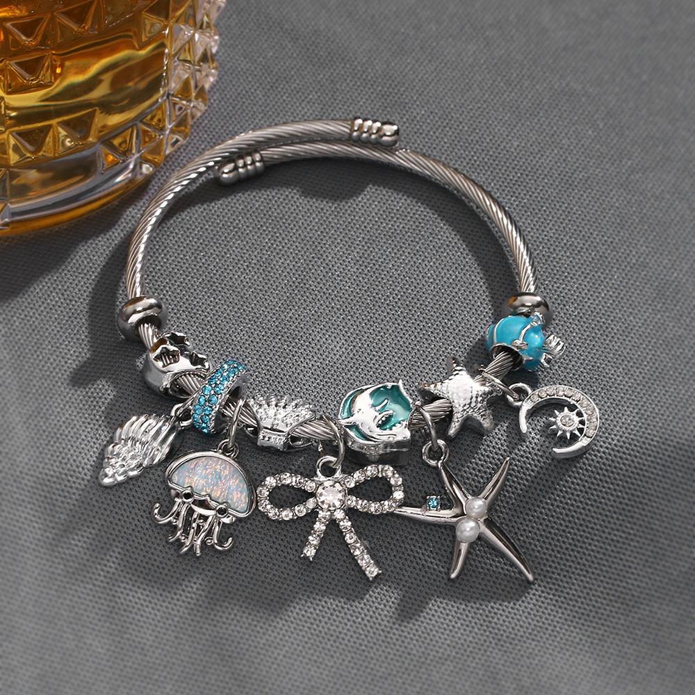 Bracciale Polpo Mondo Marino Con Strass Regolabile Gioiello Unisex Per Regalo Moda
