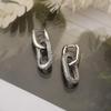 Trendy Double Hoop Oval Ear Cuff with Full Crystals Unique Fashion Earrings for Women
