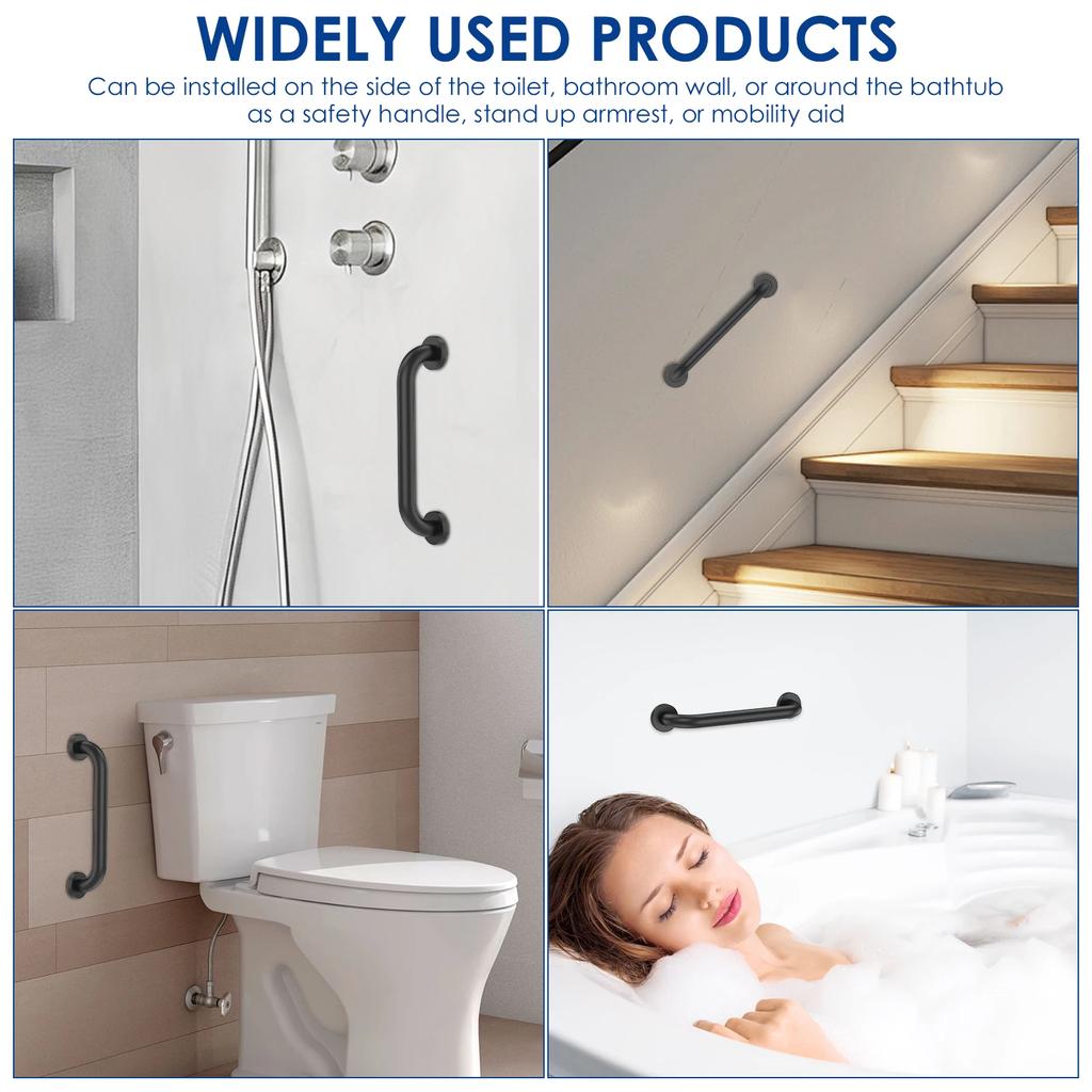 2pcs Stair Hand Railing Safety Handle Bar Stainless Steel Bathtub Safety Handle Bar Ergonomic Shower Grab Bar for Seniors Disabl