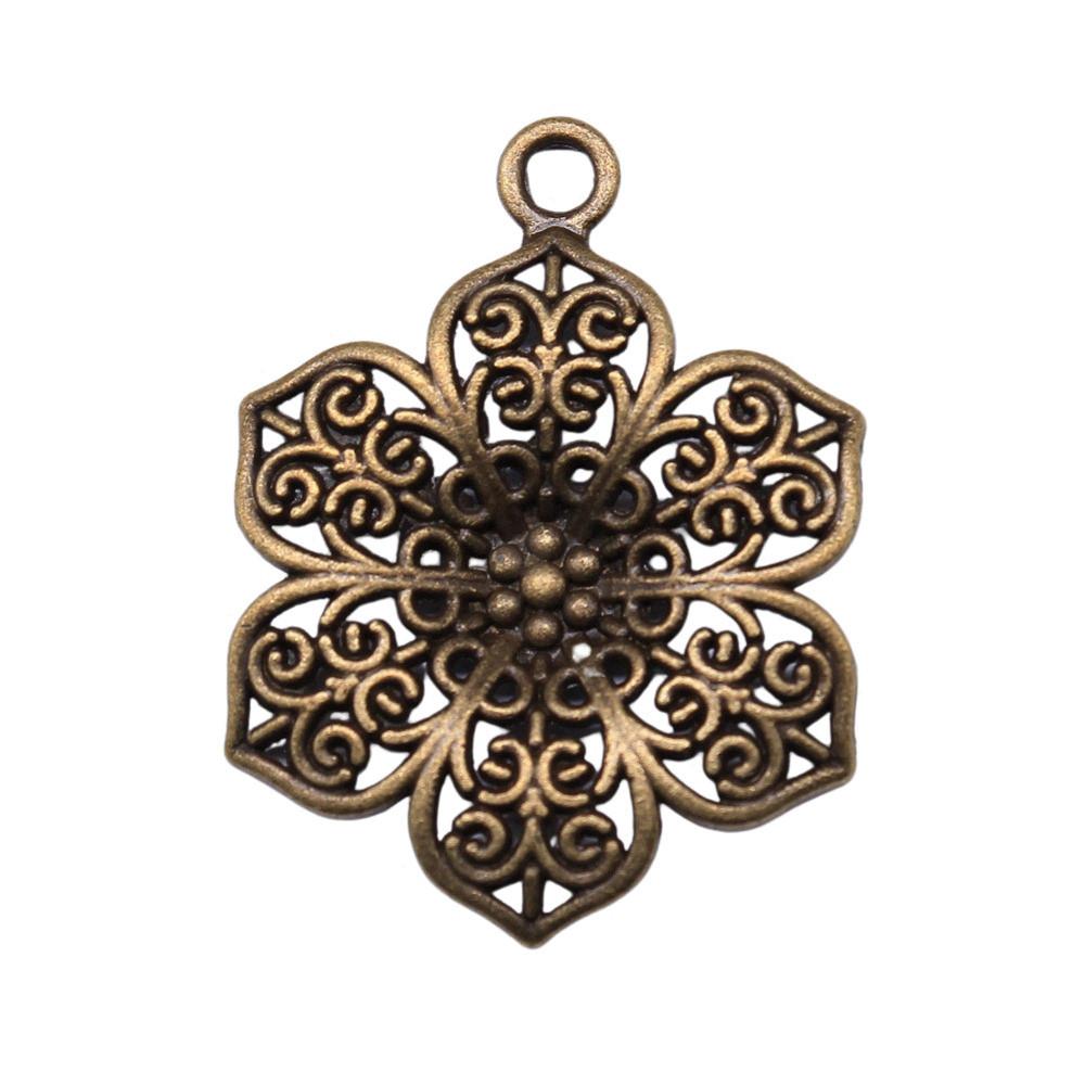 Simple Flower Charms Antique Alloy Pendants For Minimalist Floral Jewelry